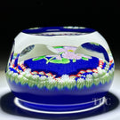 Perthshire Paperweights PP222 Pink Millefiori Posy with Garland on Blue Glass Art Paperweight