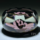 William Manson 2023 Art Glass Paperweight Flamework Mauve Colored Flower Bouquet with Fancy Cut Faceting