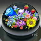 Ken Rosenfeld 2023 Glass Art Paperweight Large Flamework Flower Bouquet with Pick Clichy Roses