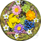 Clinton Smith 2024 Glass Art Paperweight Flamework Poison Dart Frogs with Flowers & Bee