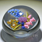 Clinton Smith 2023 Glass Art Paperweight Flamework Flower Bouquet with Blueberries