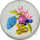 Clinton Smith 2023 Glass Art Paperweight Flamework Flower Bouquet with Blueberries