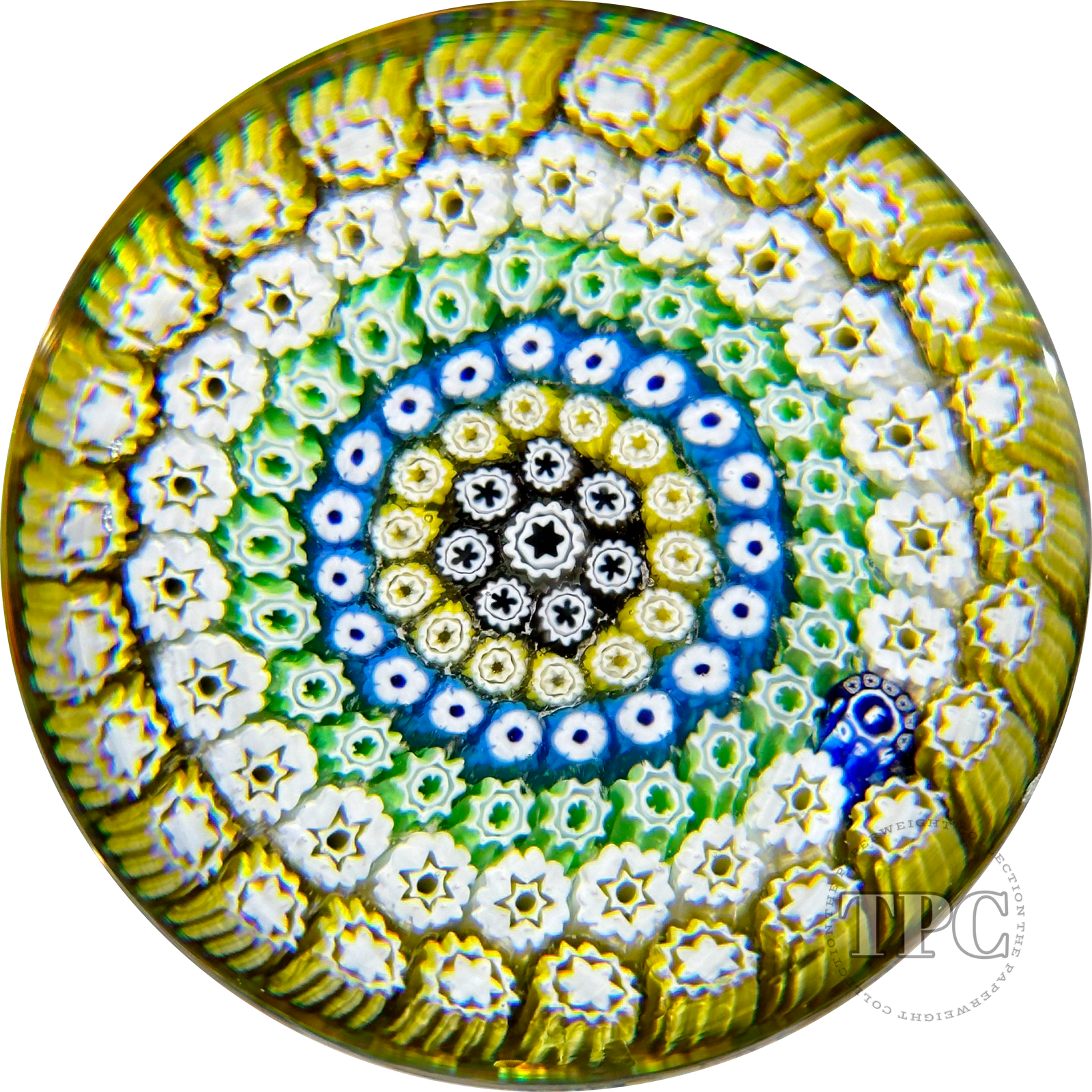 Whitefriars 1975 Glass Art Paperweight Colorful Concentric Millefiori