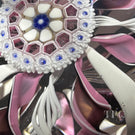 Damon MacNaught 2023 Glass Art Paperweight Pink & White Crown with Large Complex Millefiori Center
