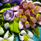 Cathy Richardson 2023 Glass Art Paperweight Flamework Pink Astrantia Bouquet 1 of 1