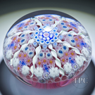 Super Magnum Jim Brown 2001 Glass Art Paperweight Paneled Complex Millefiori with Ribbon Twists