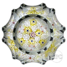 Jim Brown 2016 Glass Art Paperweight Complex Patterned Millefiori White Carpet Ground with Ribbed Faceting