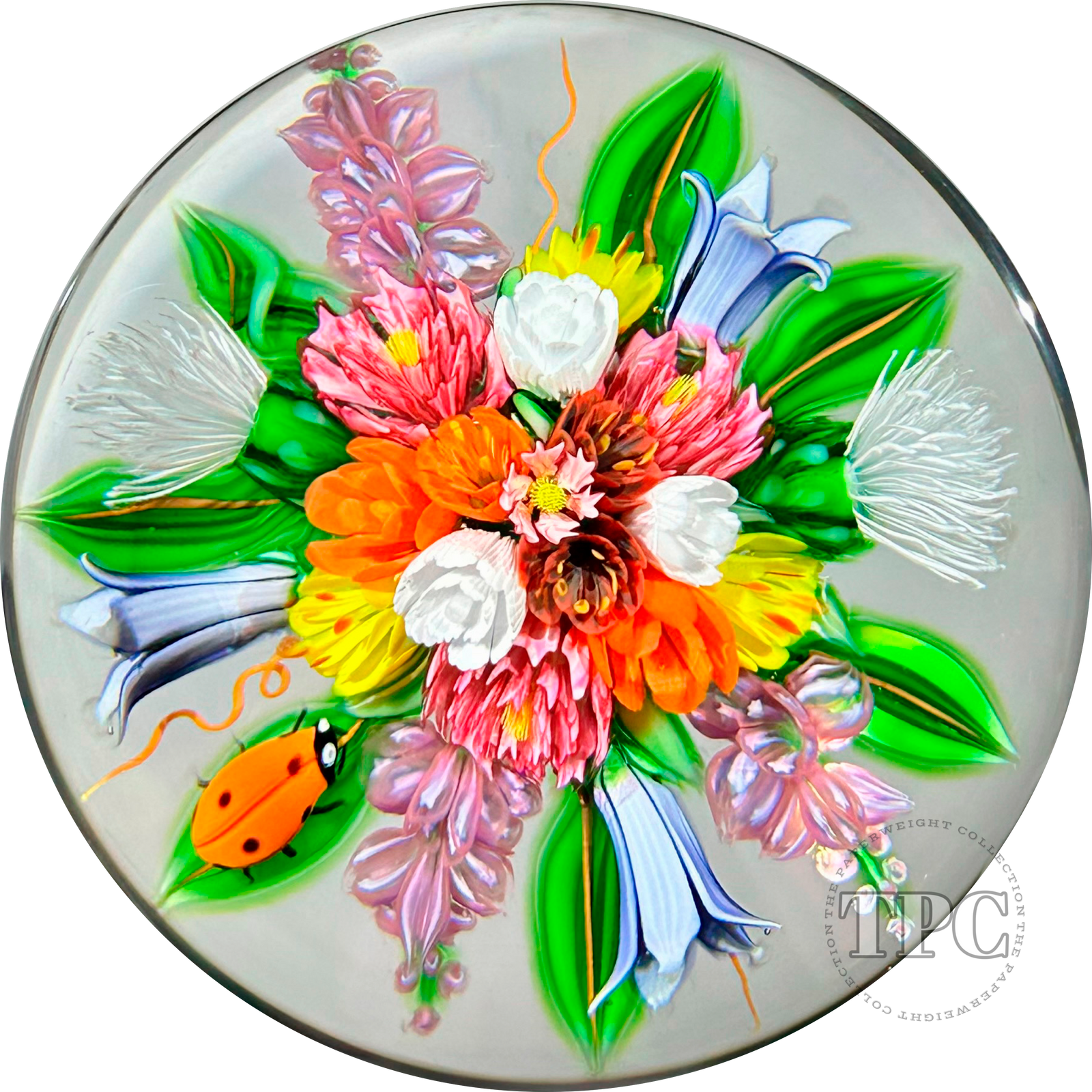 Richard Loesel 2022 Glass Art Paperweight Flamework Spring Flower Bouquet
