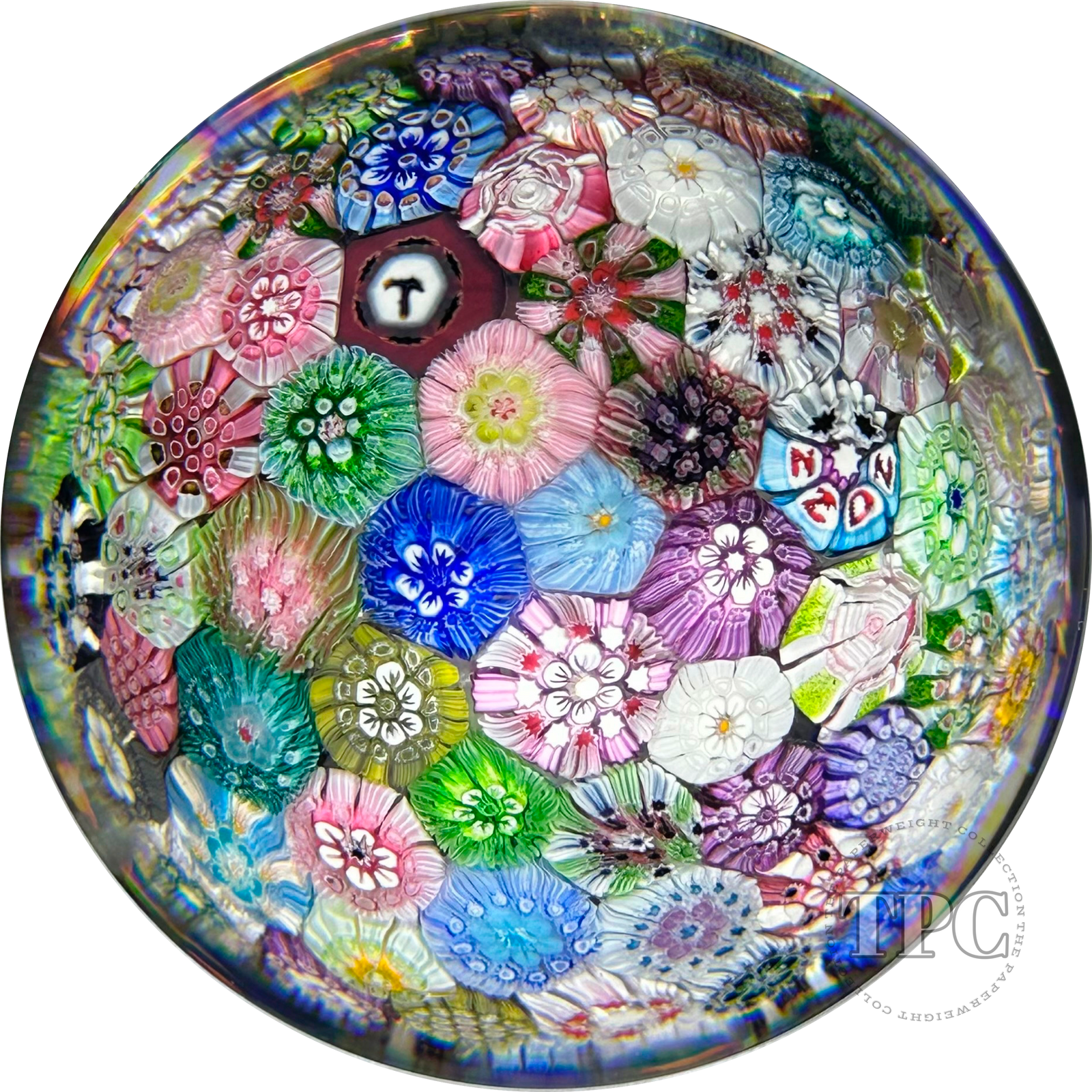 Tomasz Gondek 2022 Glass Art Paperweight Complex Closepack Cascading Millefiori with Roses