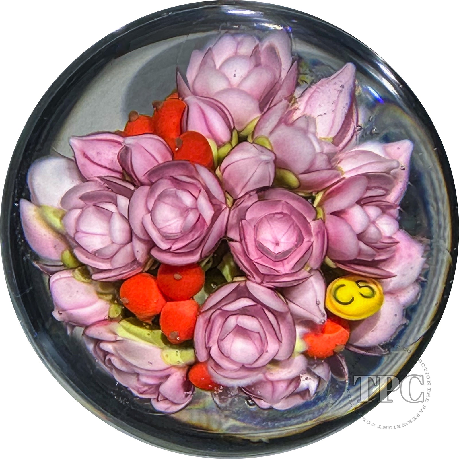 Clinton Smith 2023 Glass Art Marble Flamework All-Over Pink Rose Bouquet