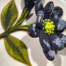 William Manson 2022 Art Glass Paperweight Flamework Purple Daisy on Opaque Pink Ground LE 1/5