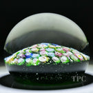 Antique Riedel Glass Art Paperweight Colorful Closepack Millefiori on Mica Infused Green Ground