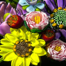 Ken Rosenfeld 2023 Glass Art Paperweight Large Flamework Flower Bouquet with Pick Clichy Roses