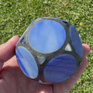 Gary Allison 2026 Glass Art Holoscope Blue Stained Glass & Interior Mirrored Complex Polyhedron