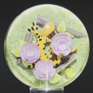 Clinton Smith 2023 Glass Art Marble Double Sided Flamework Pink Flower Bouquet & Tiger Salamander