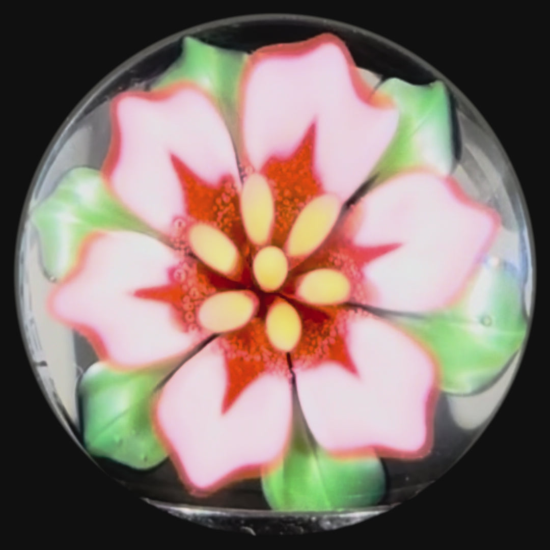 Florin Voicu 2025 Glass Art Marble Flamework Pink Flower