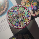 Paul Ysart Glass Art Paperweight Complex Closepack Millefiori on Blue Ground