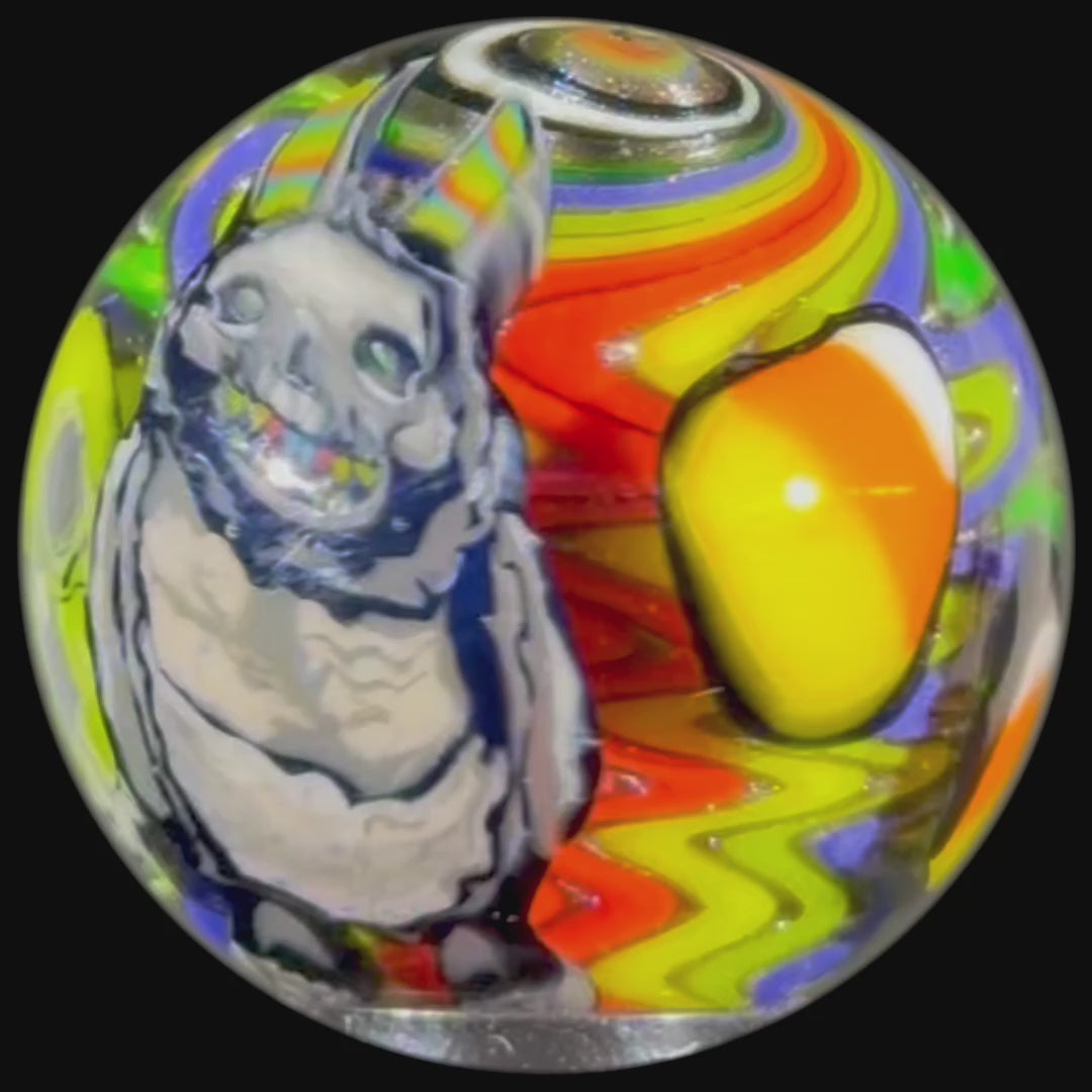 Stephen Boehme 2025 Glass Art Marble w/ Figural Murrine "Halloween"