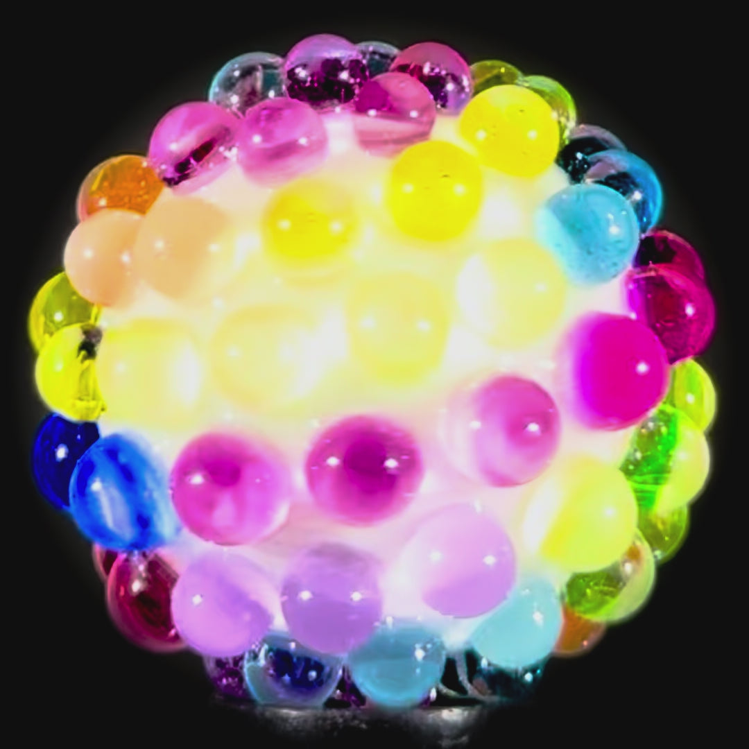 Peter Boyle 2025 Glass Art Marble Flamework Multicolored Hobnail Opaque White Core