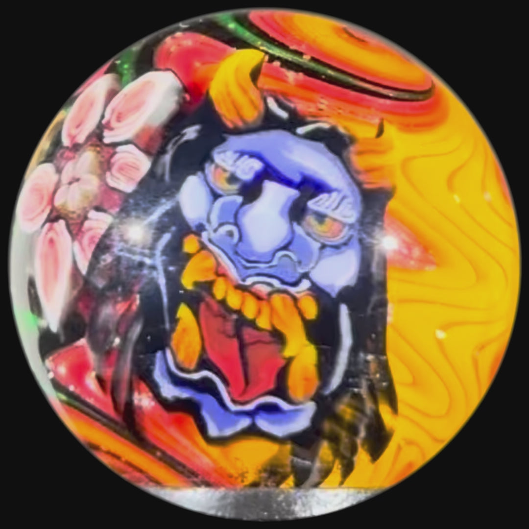Stephen Boehme 2025 Glass Art Marble w/ Figural Murrine "Hannya"