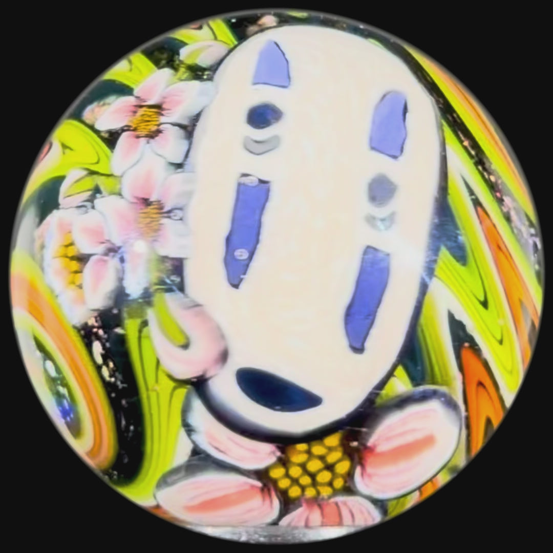 Stephen Boehme 2025 Glass Art Marble w/ Figural Murrine "No Face"