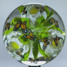 Rocko Belloso 2024 Glass Art Marble Flamework Monarch Butterfly Flurry with White Flowers