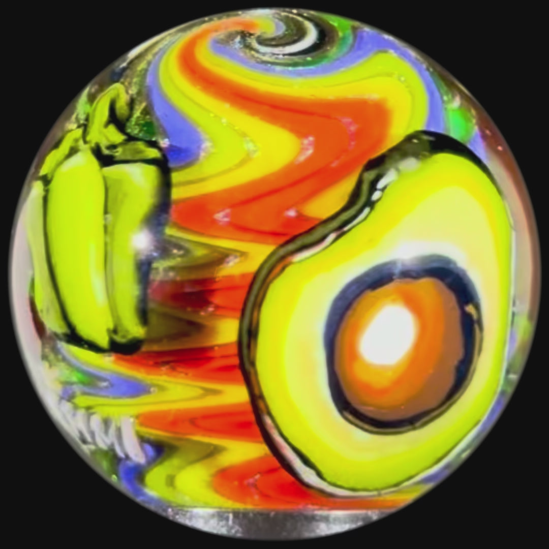 Stephen Boehme 2025 Glass Art Marble w/ Figural Murrine "Fruit Medley"