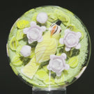 Clinton Smith 2023 Glass Art Marble Double Sided Flamework Resting Bird & Floral Nature Scene