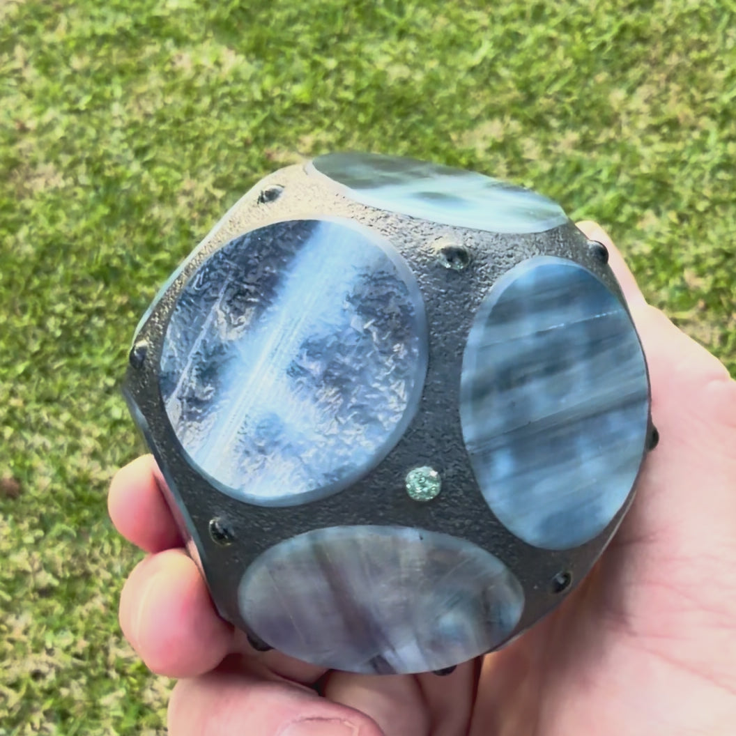 Gary Allison 2026 Glass Art Holoscope Stained Glass & Interior Mirrored Complex Polyhedron