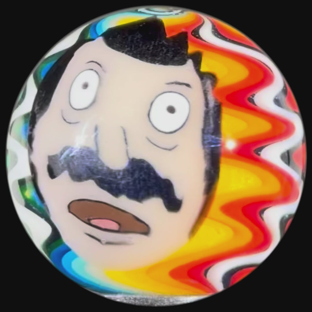 Stephen Boehme 2025 Glass Art Marble w/ Figural Murrine "Bob w/ Kuchi Kopi"