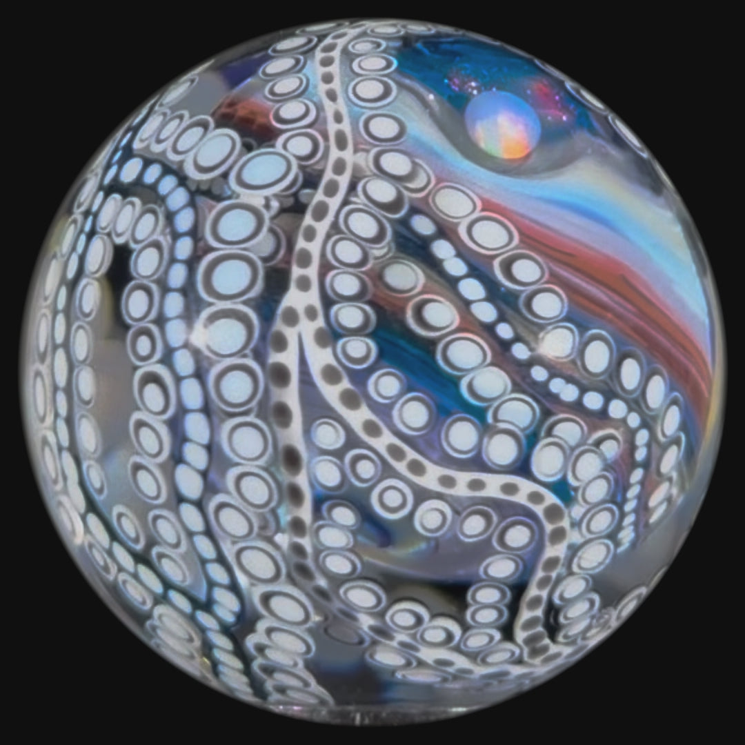 Peter Boyle 2025 Glass Art Marble Flamework Dot Patterned Blue Atmosphere with Opals