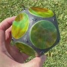 Gary Allison 2026 Glass Art Large Holoscope Green Stained Glass & Interior Mirrored Complex Polyhedron
