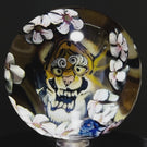 Stephen Boehme 2023 Glass Art Marble Figural Murrine Mahakal Tiger with Cherry Blossoms