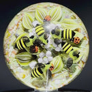 Clinton Smith 2023 Large Glass Art Marble Double Sided Flamework Colorful Free Frog & Bees with Ladybugs