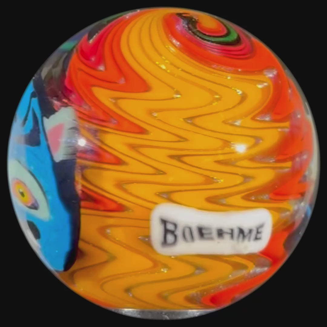 Stephen Boehme 2025 Glass Art Marble w/ Figural Murrine "Derpy & Sussie"