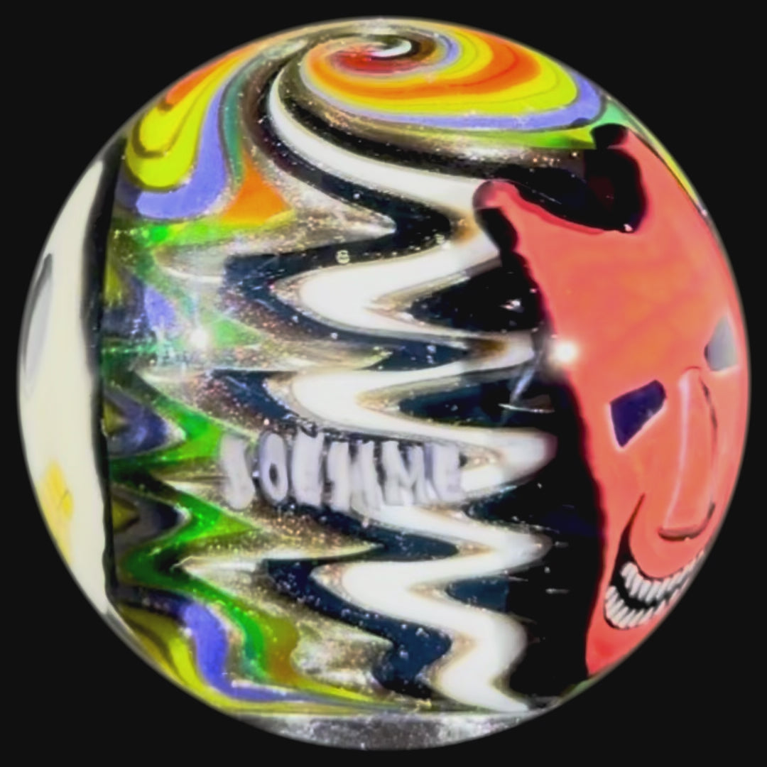 Stephen Boehme 2025 Glass Art Marble w/ Figural Murrine "Trick-Or-Treat"