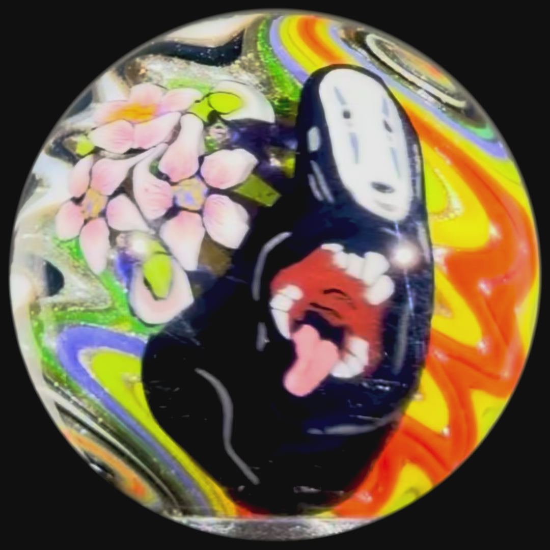 Stephen Boehme 2025 Glass Art Marble w/ Figural Murrine "No Face"