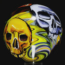 Stephen Boehme 2023 Glass Art Marble Figural Murrine Rainbow Skulls on Colorful Wig-wag