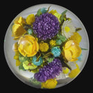 David Graeber 2025 Glass Art Paperweight Orb All Over 360° Flamework Flower Bouquet Purple Lilac, Yellow Roses, Daisies and More