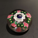 Miniature Clichy Art Glass Paperweight a Concentric Millefiori With Rose Canes