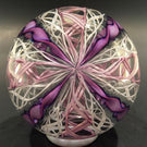Vintage Signed Murano Art Glass Paperweight Purple & White Crown