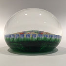 Vintage Medium Perthshire Art Glass Paperweight Twists and Millefiori on Green