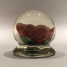 Signed Pete Lewis Vintage Art Glass Paperweight Footed Millville Crimp Rose