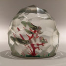Early 1930's Chinese Faceted Art Glass Paperweight Painted Sulphide Caged Birds