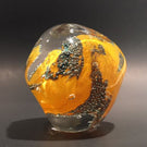 Signed Modern American Studio Art Glass Paperweight Orange Bubble Design
