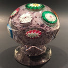 Unusual Murano Art Glass Paperweight Piedouche Millefiori on Purple