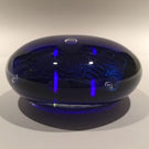 Signed John Cook American Studio Art Glass Paperweight Blue Dichroic Disk