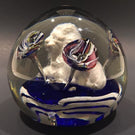 Antique Bohemian Art Glass Paperweight Sulphide Lion With Ice Pick Trumpets