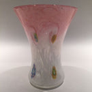 Large Perthshire Art Glass Paperweight Style Millefiori Pink & White Flower Vase