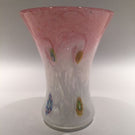 Large Perthshire Art Glass Paperweight Style Millefiori Pink & White Flower Vase